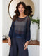 Drop Shoulder Crochet V-Neck Tunic Navy Blue-Tunic-MILIO MILANO-One Size-Navy Blue-Urbanheer