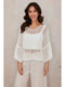 Drop Shoulder Crochet V-Neck Tunic White-Tunic-MILIO MILANO-One Size-White-Urbanheer