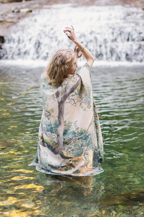 Earth And Sky Bohemian Bamboo Kimono With Tree Print-Kimono-Market of Stars-length 92cm width 110cm.-Urbanheer