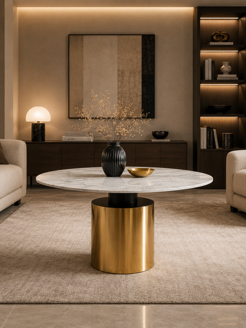 Elegant Marble & Steel Coffee Table