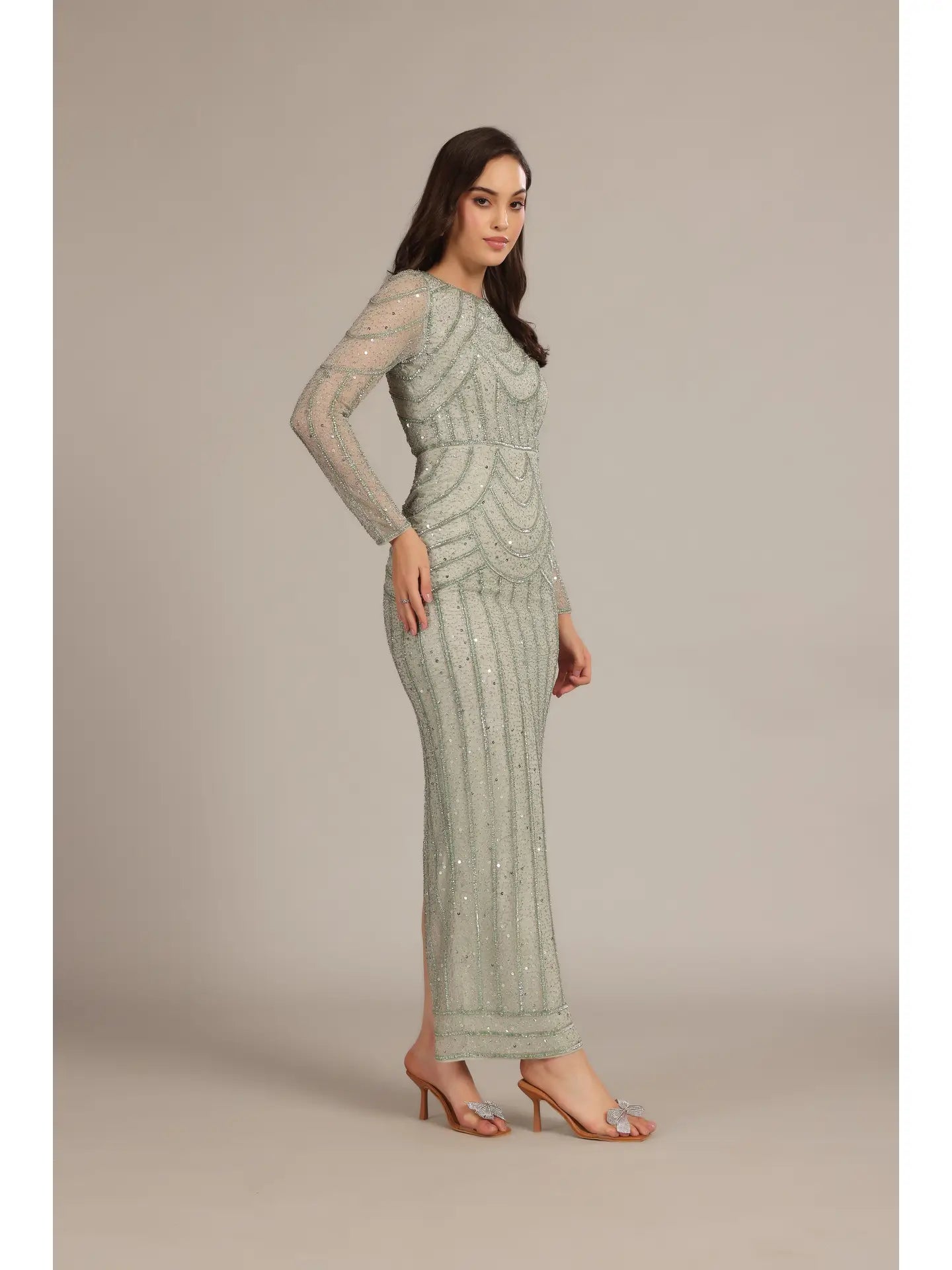 Ellis Maxi Dress in Sage Green from Lace & Beads exclusive at Urbanheer Ellis Maxi Dress in Sage Green from Lace & Beads exclusive at Urbanheer