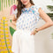 Embroidered Ruffle Sleeve Woven Top