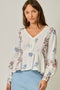 Embroidery Mixed Print Blouse
