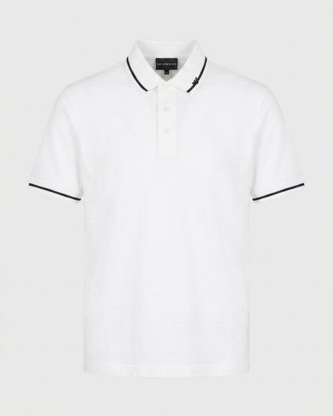Emporio Armani Short Sleeve Polo Shirt White/Black logo