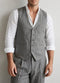 European Pure Linen Men's Vest Grey