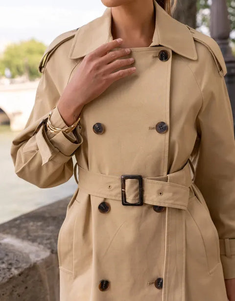 Extra-Long Oversized Cotton Trench Coat with Belt Beige-Trench Coat-Attentif Paris-S-Beige-Urbanheer