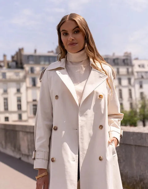 Extra-Long Oversized Cotton Trench Coat with Belt Off-white-Trench Coat-Attentif Paris-S-Off-white-Urbanheer