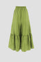 Eyelet Detail Elastic Waist Midi Skirt GREEN-Skirts-Moon River-S-GREEN-Urbanheer