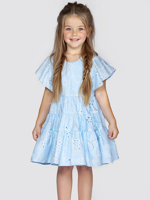 Eyelet Flutter Sleeve Dress