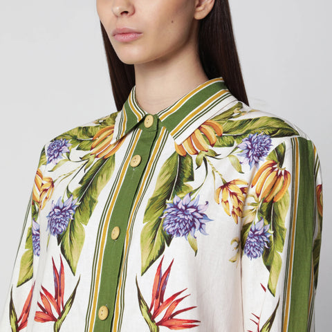 FARM Rio Sand Tropical Scarf linen-blend shirt