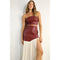 Faux Leather Top And Pleated Slit Skirt Set WINE-Set-Mulla-S-WINE-Urbanheer