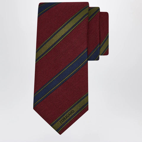 Ferragamo Bordeaux/Red Regimental Jacquard Tie