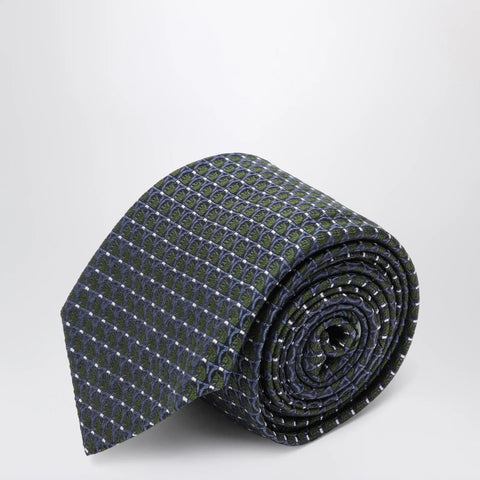 Ferragamo Dark green printed silk tie