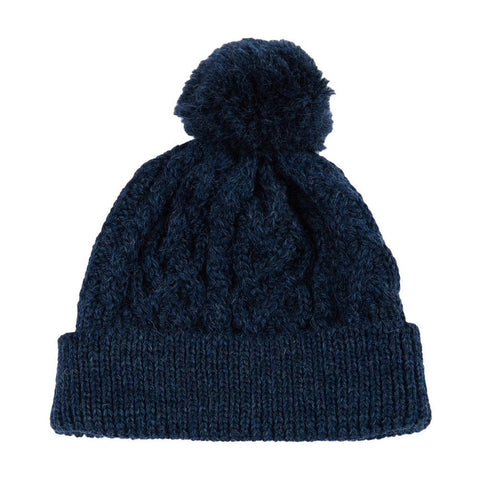 Fisherman's British Wool Cable Beanie-Caps-Paul James Knitwear-One Size-Denim-Urbanheer