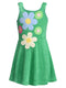 Fit and Flare Dress w/ Flower Trim Detail