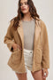 Fleece Hooded Button Down Jacket Inner Faux Suede