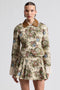 Floral Brocade Fitted Blazer with Lace Trim Sleeves