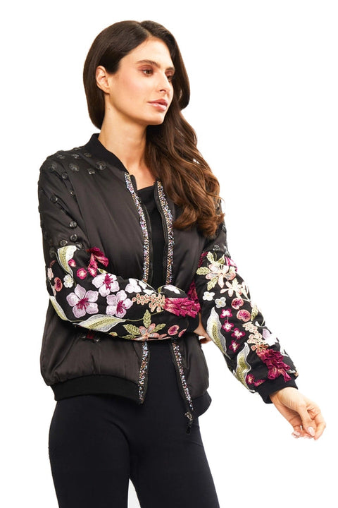 Floral Embroidered Bomber Jacket-Jacket-Adore-M-Urbanheer