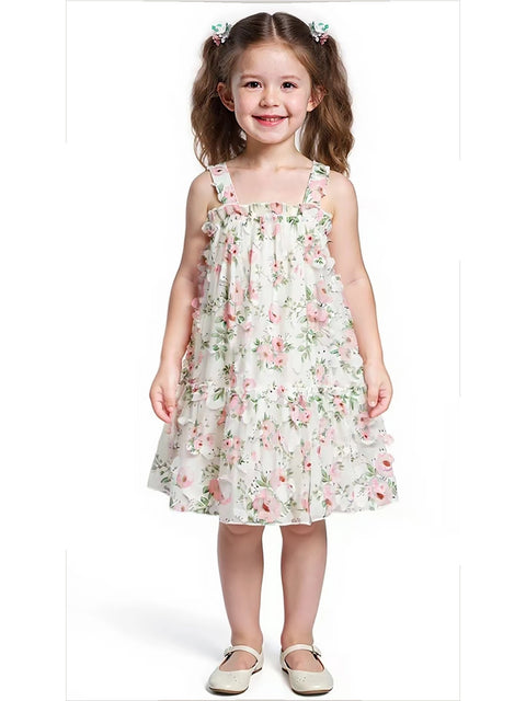 Floral Flutter Sleeve Drop Waist Dress