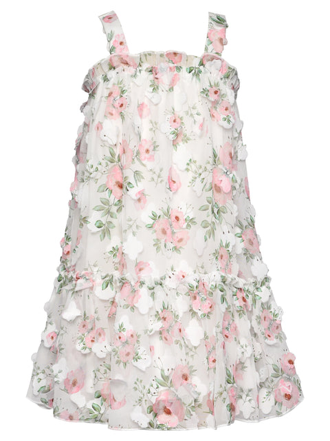 Floral Flutter Sleeve Drop Waist Dress