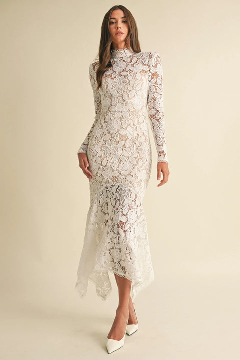Floral Lace Midi Dress White-Dress-Endless Blu-S-White-Urbanheer