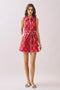 Floral Print Contrast Scalloped Trim Detail Dress