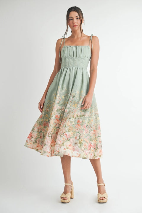 Floral Print Midi Dress-Dress-Endless Blu-S-SAGE-Urbanheer
