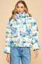 Floral Print Puff Jacket-Puffer Jacket-TCEC-S-Blue-Urbanheer