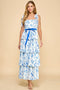 Floral Print Tiered Adjustable Straps Midi Dress-Dress-TCEC-S-Blue-Urbanheer
