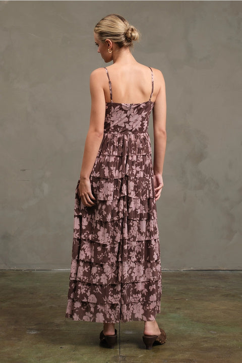 Flower Mesh Printed Tier Dress