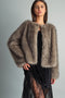 Fluffy Faux-Fur Collarless Jacket