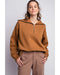French Terry Ribbed Contrast Quarter Zip Up
