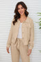 Fringe Hem Button Down Linen Jacket