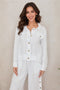 Fringe Hem Button Down Linen Jacket
