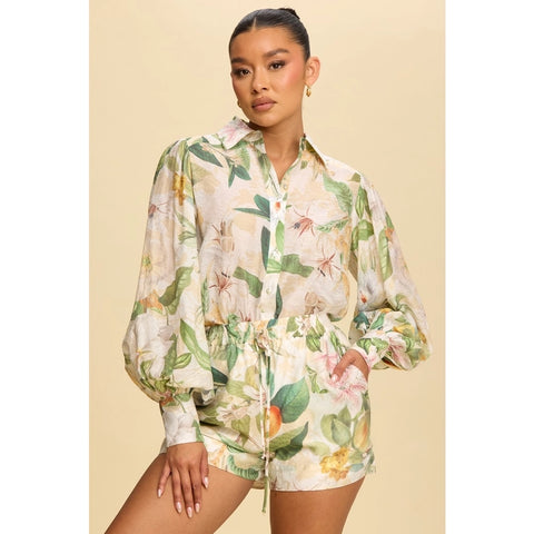 Fruits and Florals Short Set-Set-Luxxel-S-WHITE MULTI-Urbanheer