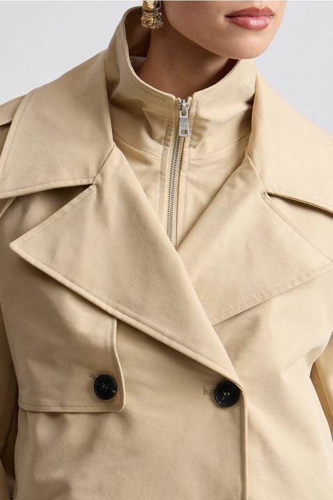 Funnel Neck Cropped Trench Jacket