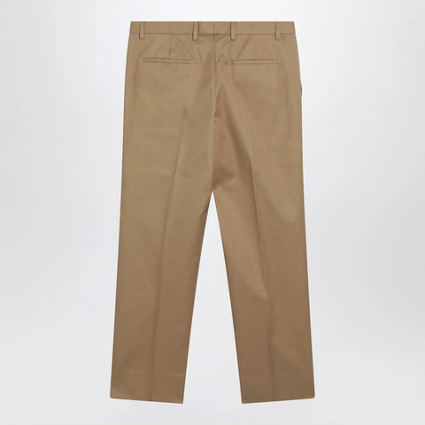 GUCCI Beige cotton trousers with Web detail