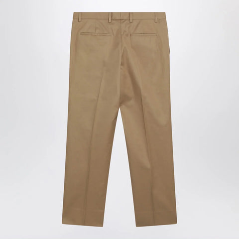 GUCCI Beige cotton trousers with Web detail