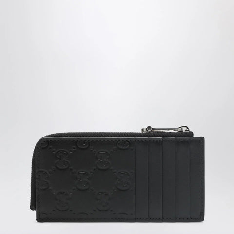 GUCCI Black GG Emblem zip card holder