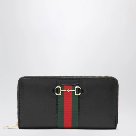 GUCCI Black Horsebit Web Wallet