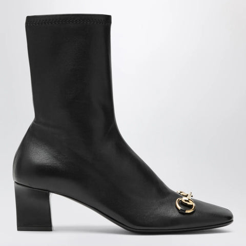 GUCCI Black Signora ankle boots with horsebit
