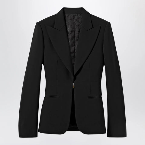 GUCCI Black Stretch Wool Technical Jacket