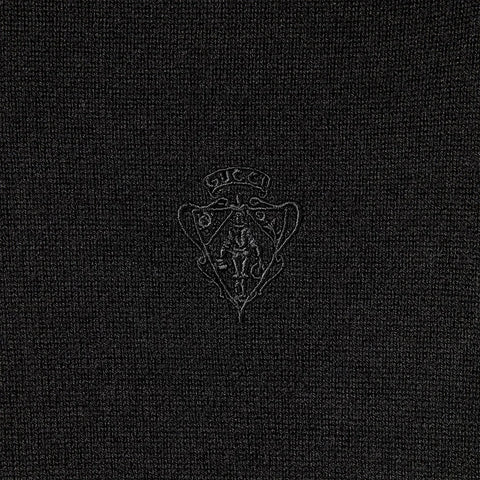 GUCCI Black Wool Turtleneck With Logo Embroidery