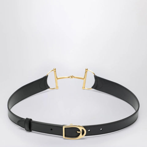 GUCCI Black belt with oversized Horsebit buckle