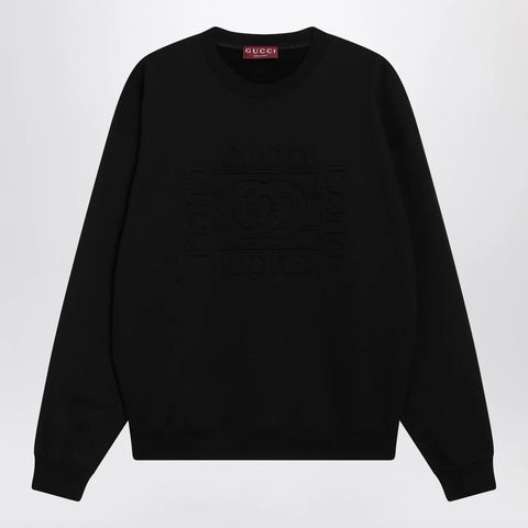 GUCCI Black brushed cotton jersey sweatshirt
