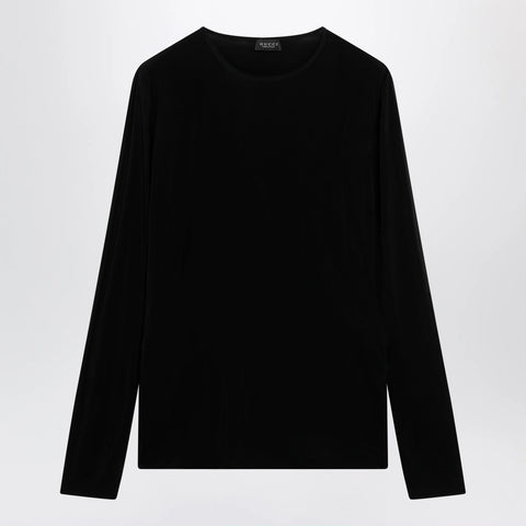 GUCCI Black crew-neck knit in viscose blend
