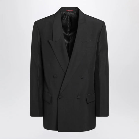 GUCCI Black double-breasted jacket in technical panama