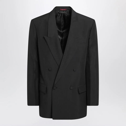 GUCCI Black double-breasted jacket in technical panama