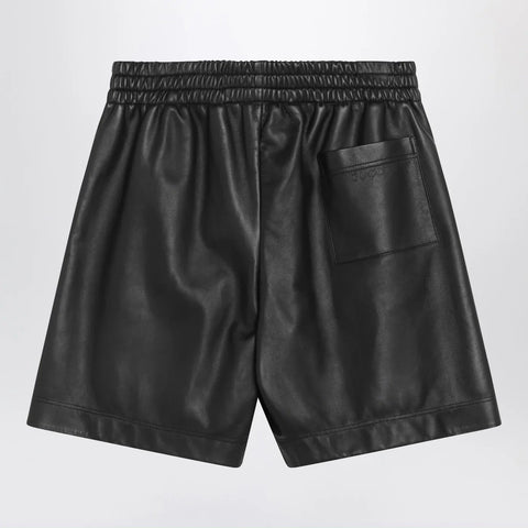 GUCCI Black leather Bermuda shorts