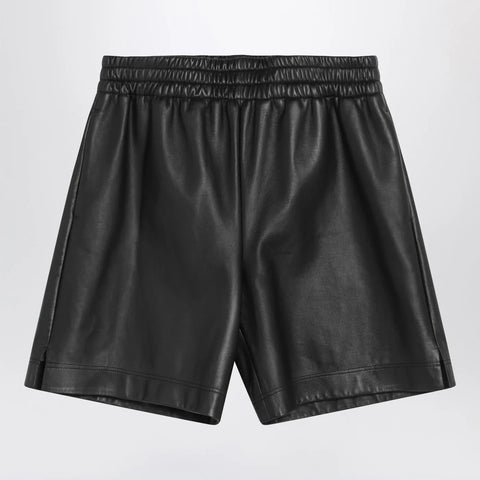 GUCCI Black leather Bermuda shorts
